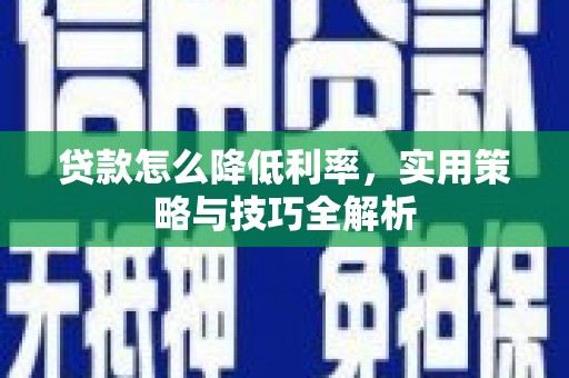 西华贷款怎么降低利率，实用策略与技巧全解析