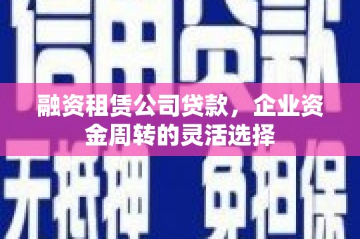 西华融资租赁公司贷款，企业资金周转的灵活选择