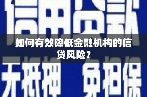 西华如何有效降低金融机构的信贷风险？
