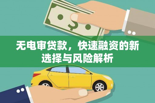 西华无电审贷款，快速融资的新选择与风险解析