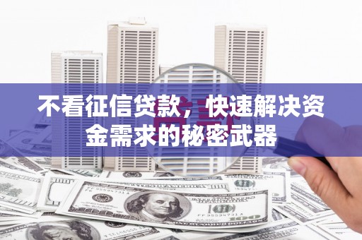 西华不看征信贷款，快速解决资金需求的秘密武器
